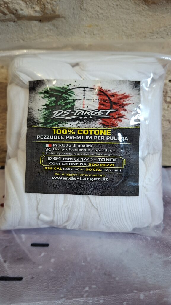 Pezzuole cotone 2 1/2" per pulizia canne DS-TARGET (cal.338 8,6mm/ cal.50 12,7mm)